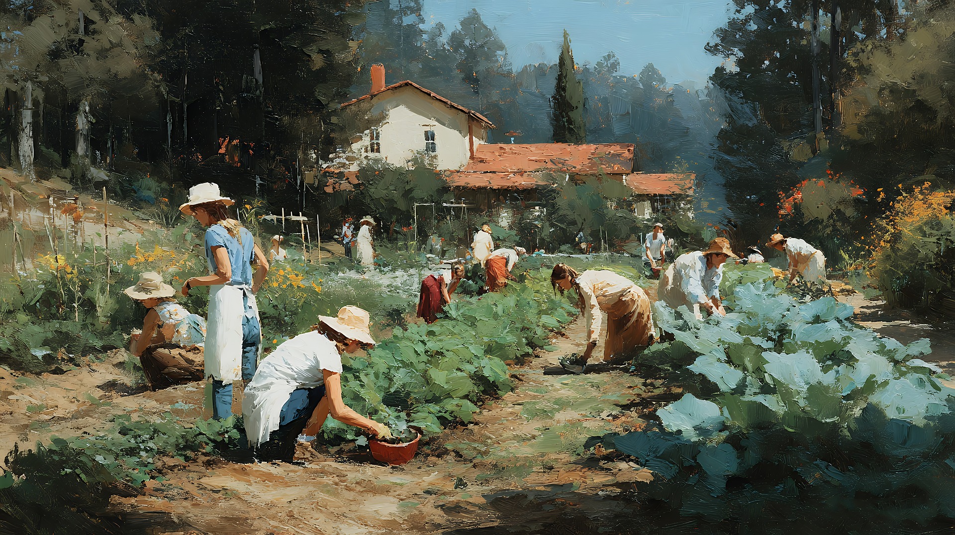 Lush home garden with fresh vegetables growing in raised beds